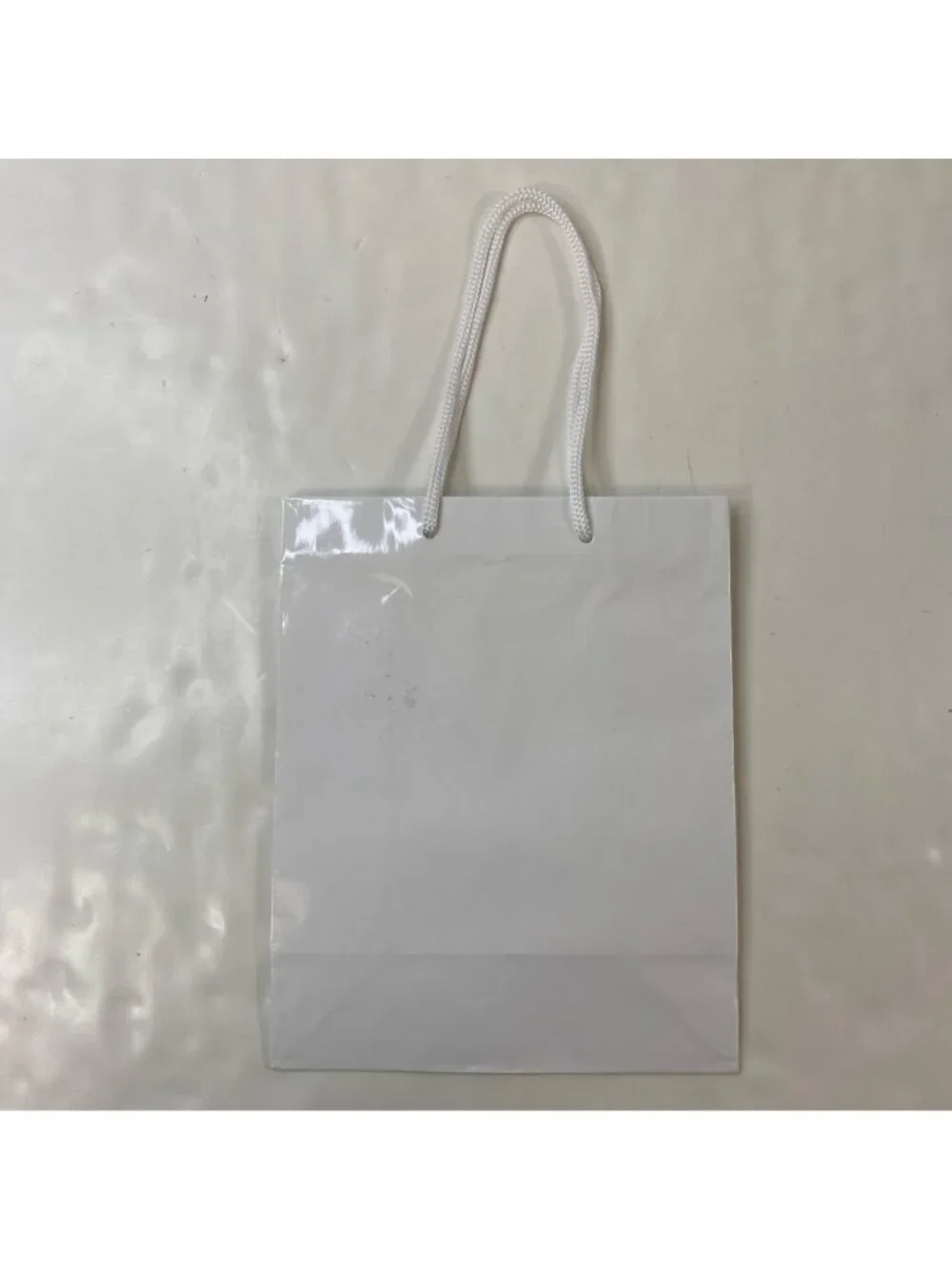 Uline Glossy White Gift Bag Colorful Pixel Logo Rope Handles eBayana